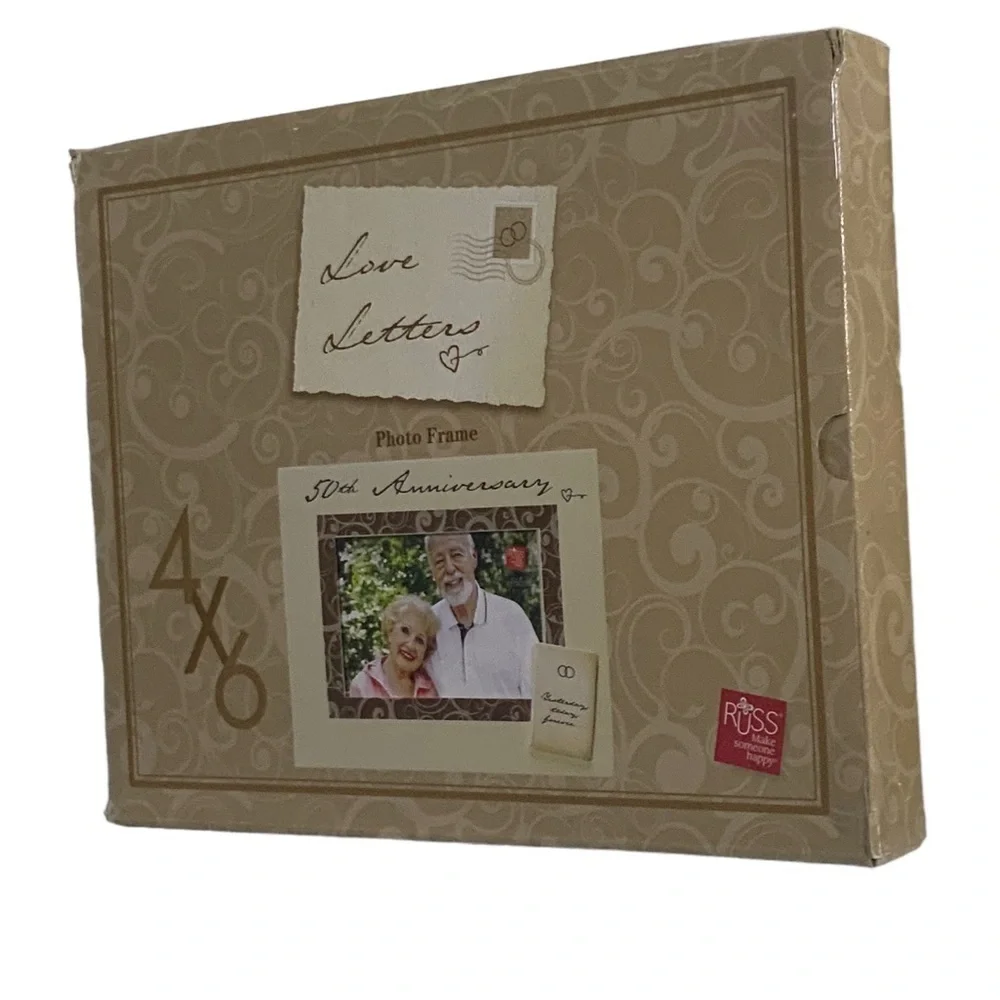 50 Wedding Anniversary Photo Keepsake Frame Earth Tones Holds 4 x 6 in Photo New